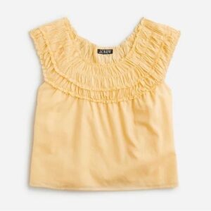 J. Crew Yellow Rosalie‎ Smocked Voile Cotton Top - XSmall